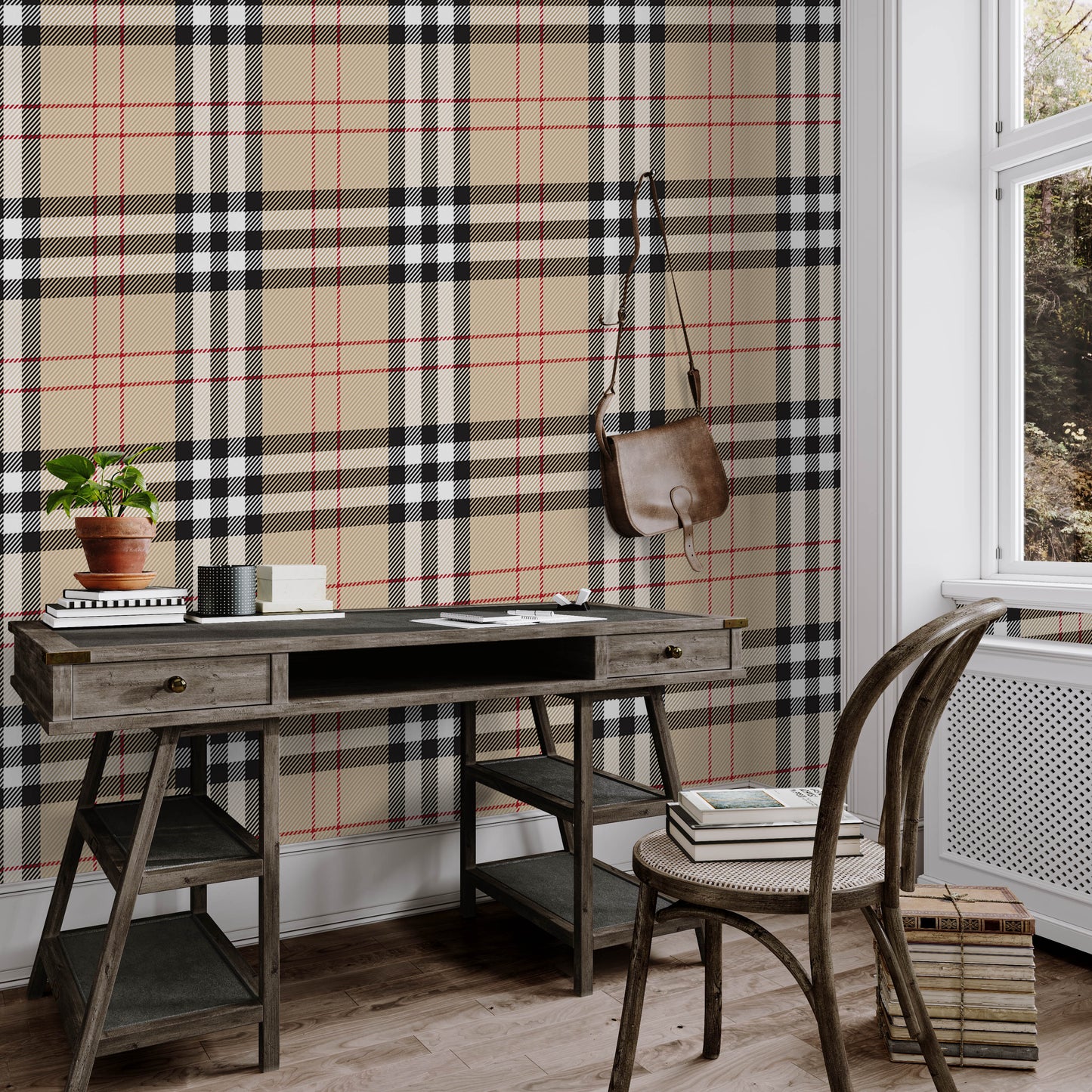 Designer plaid removable peel and stick wallpaper