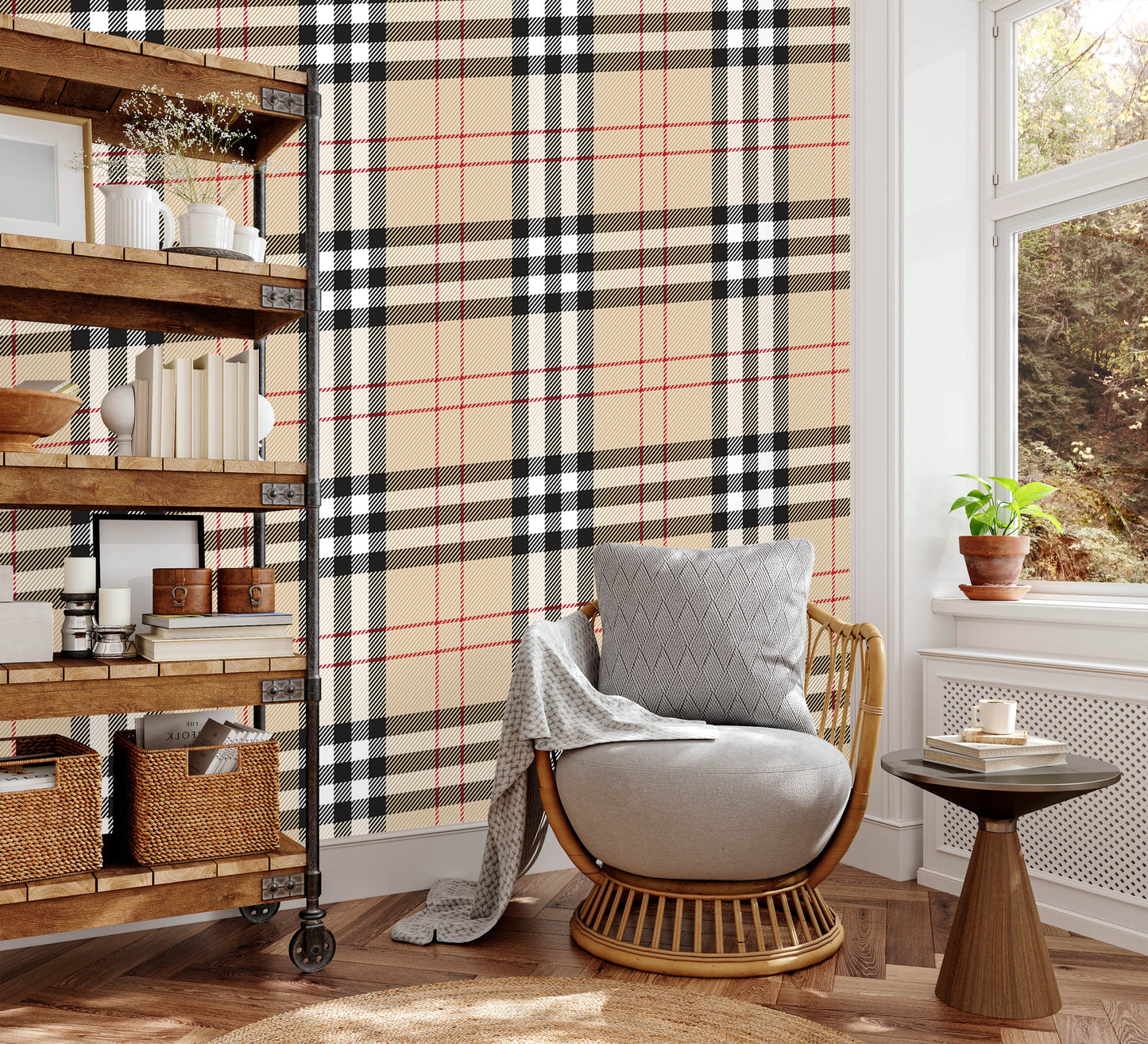 Designer plaid removable peel and stick wallpaper