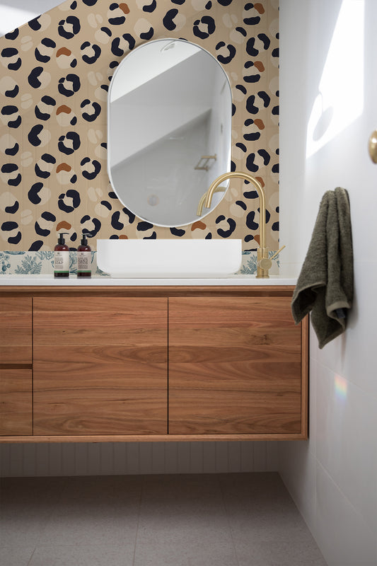 modern Cheetah Print wallpaper in bathroom