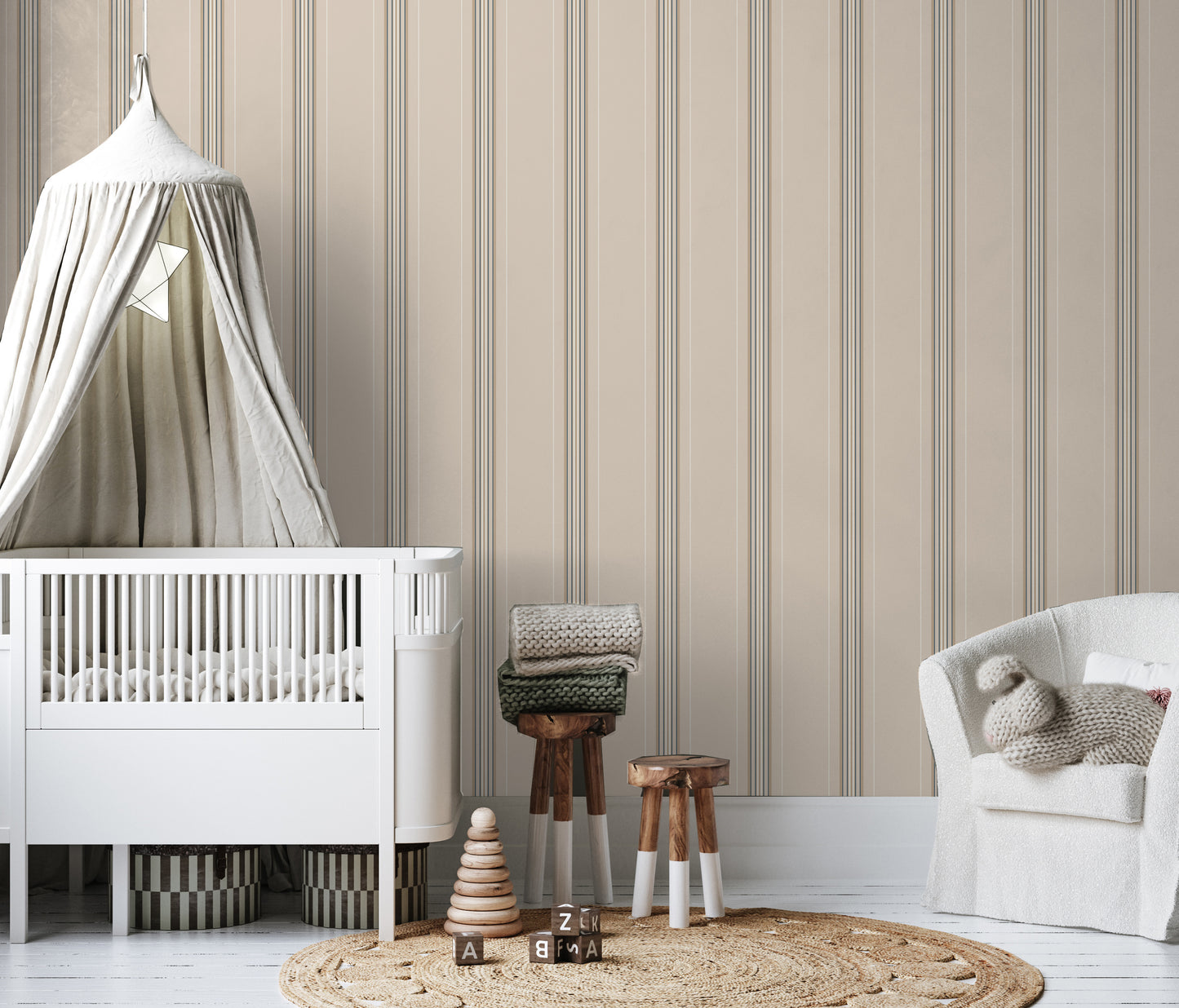 Classic lines neutral stripes removable peel and stick wallpaper