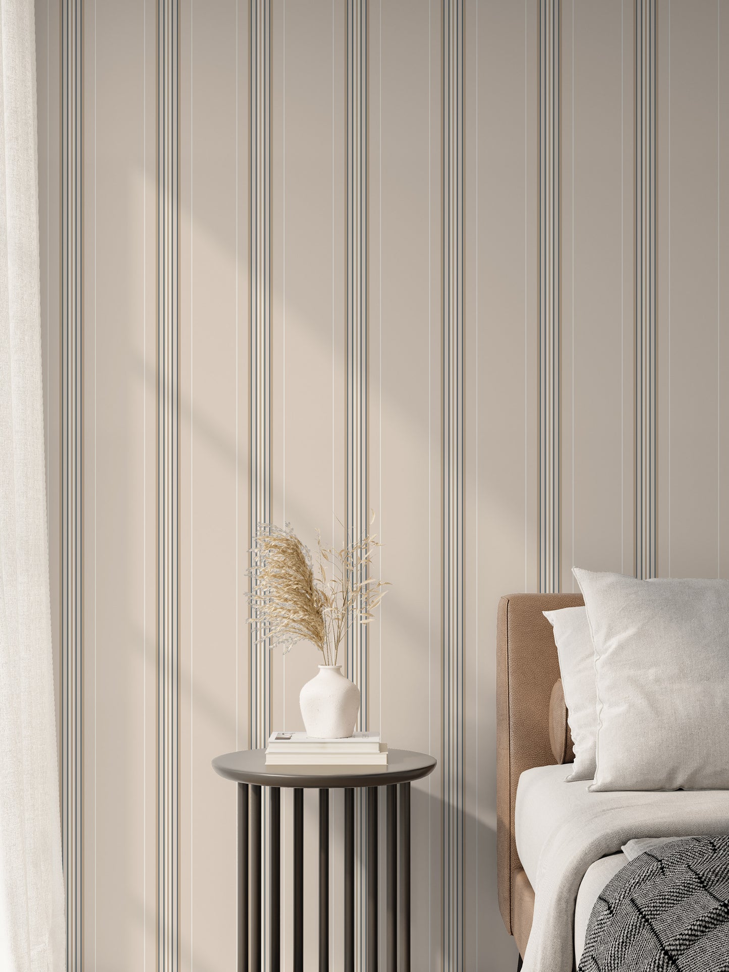 Classic lines neutral stripes removable peel and stick wallpaper