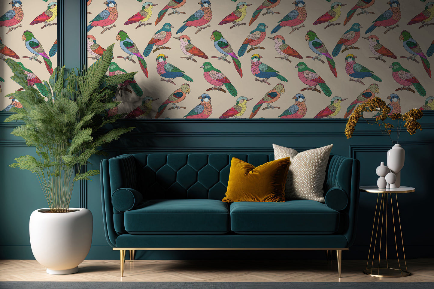 colorful Parrots removable peel and stick wallpaper (Copy)