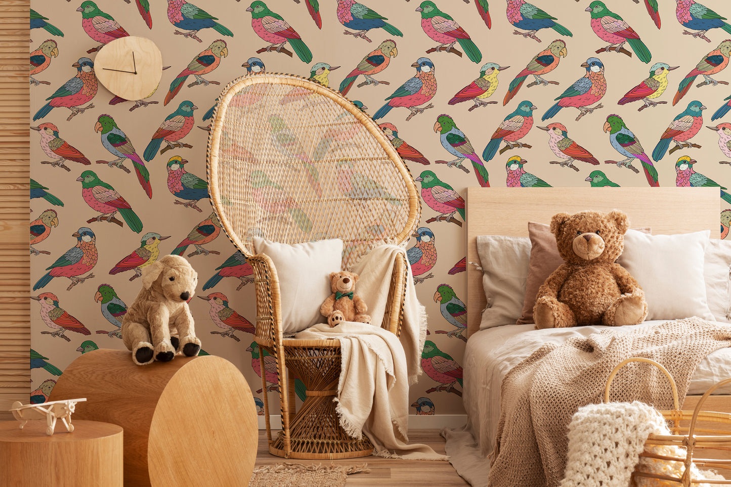 colorful Parrots removable peel and stick wallpaper (Copy)