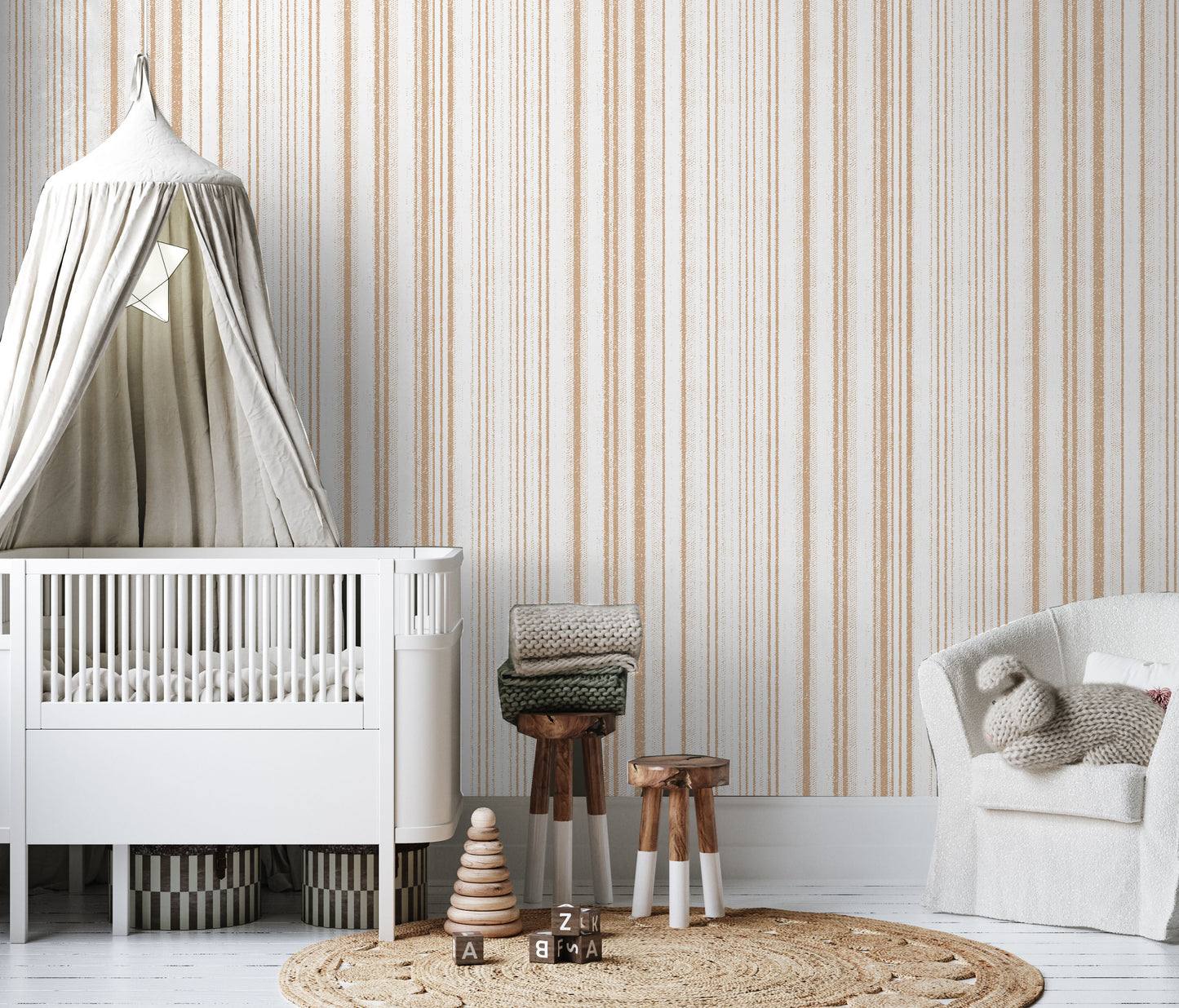 Country neutral stripes removable peel and stick wallpaper