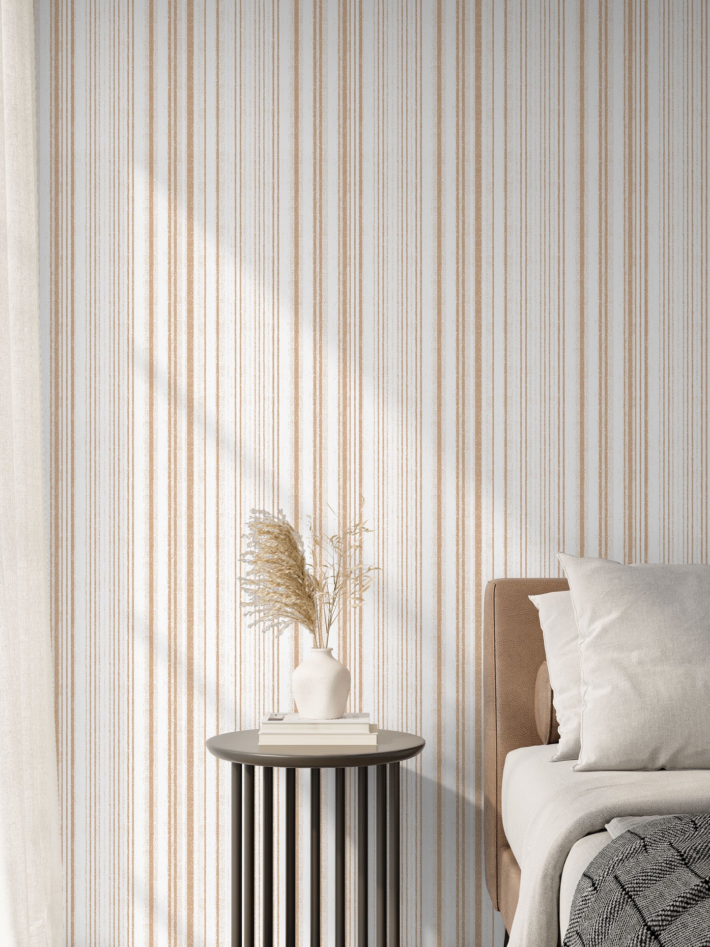 Country neutral stripes removable peel and stick wallpaper