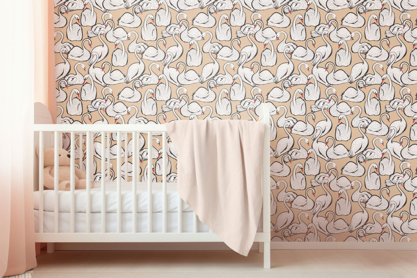 Dancing swans removable peel and stick wallpaper