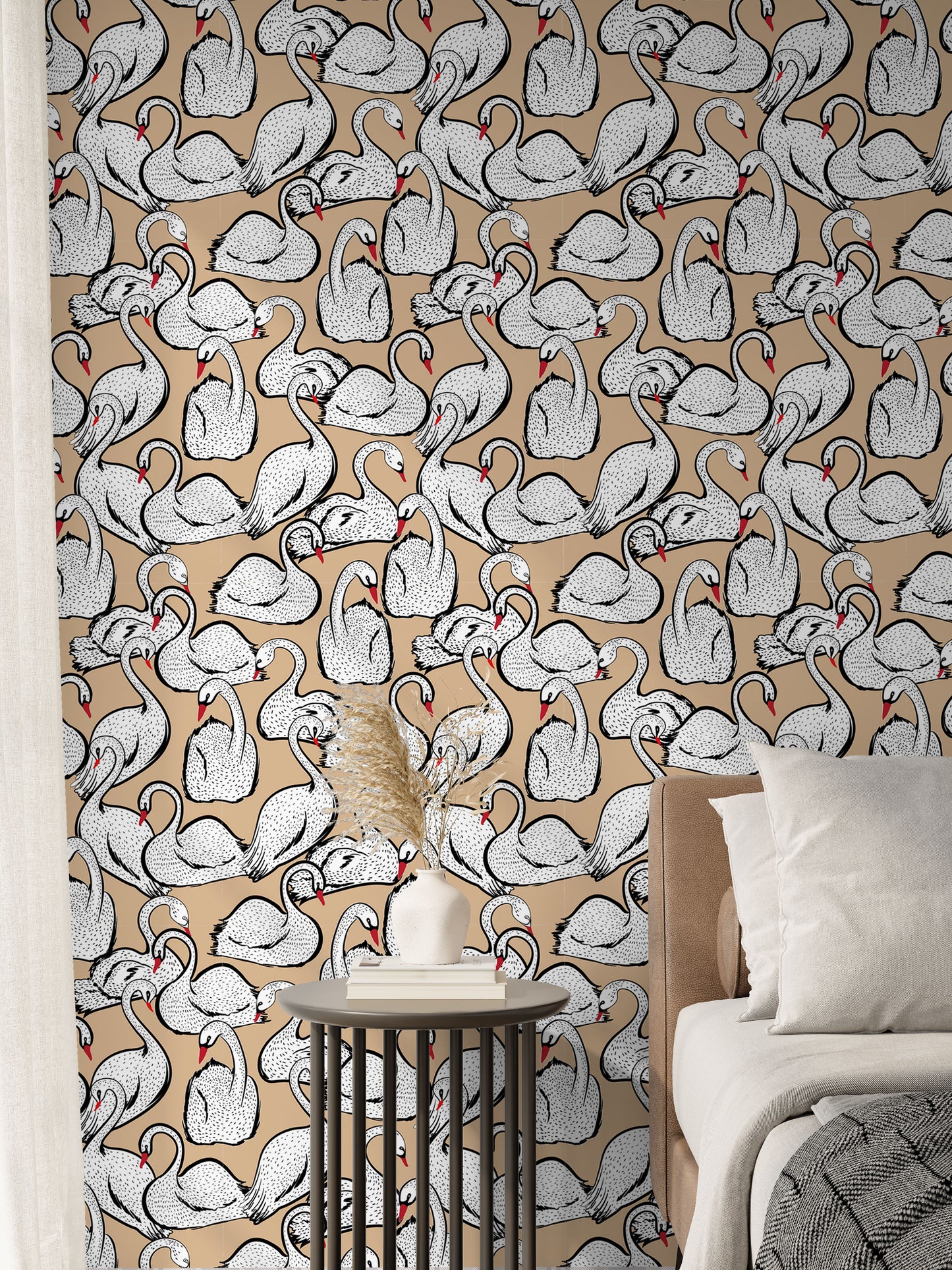 Dancing swans removable peel and stick wallpaper