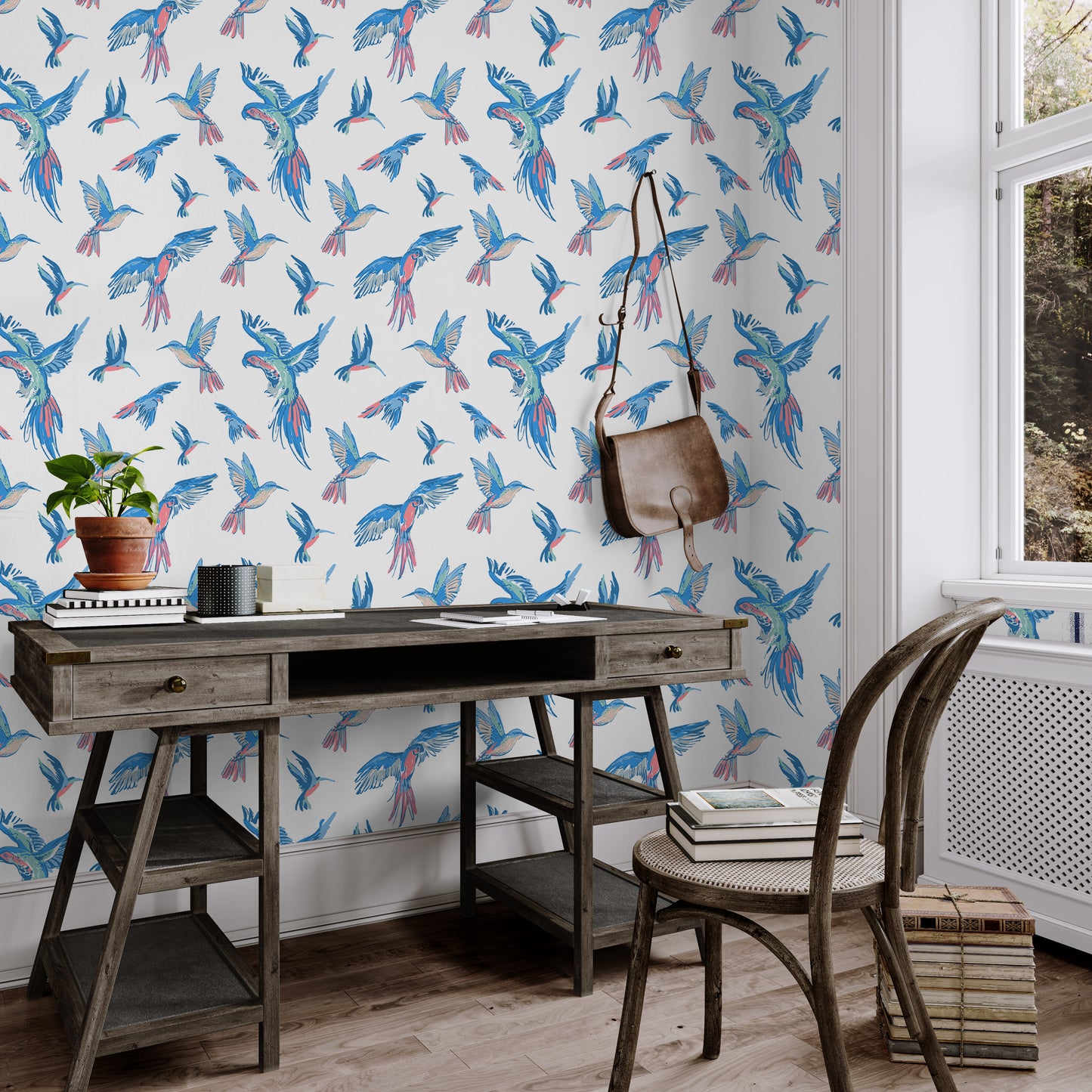 exotic birds in flight removable peel and stick wallpaper