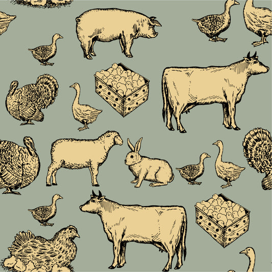 Farm Wallpaper Chicken wallpaper Cow removable peel and stick wallpaper