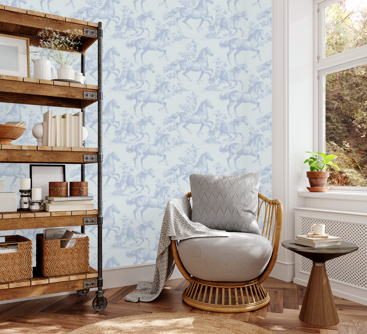 Western Horse Toile removable peel and stick wallpaper