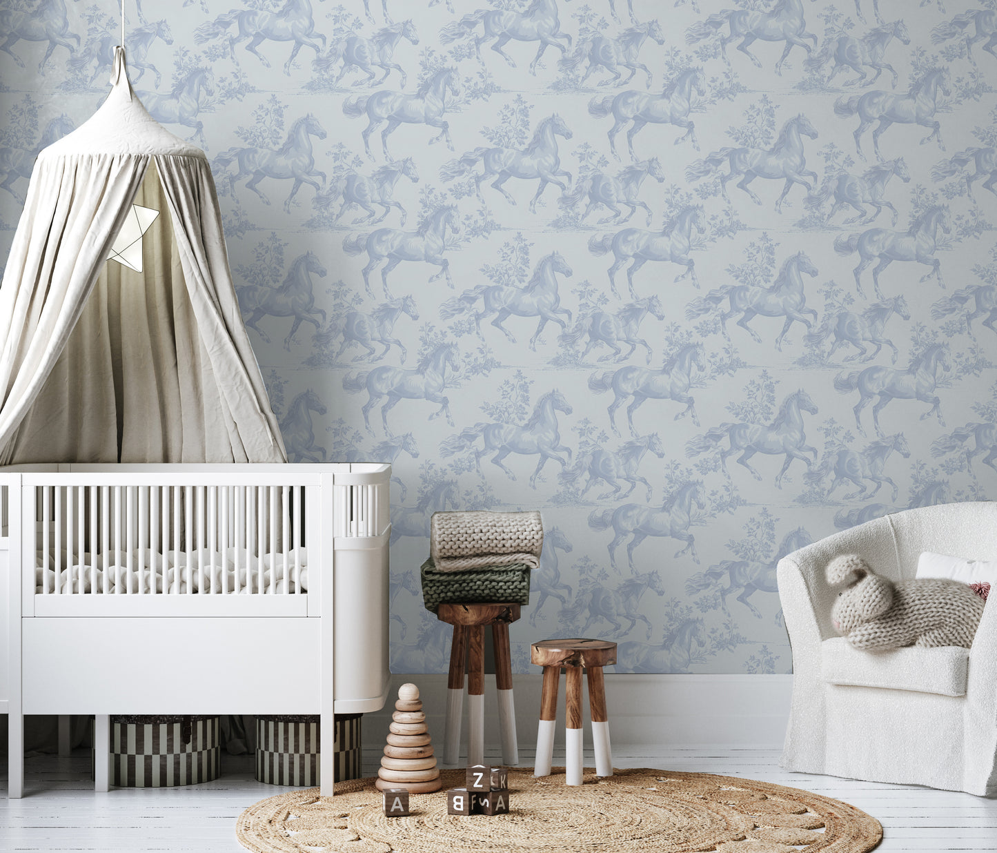 Western Horse Toile removable peel and stick wallpaper