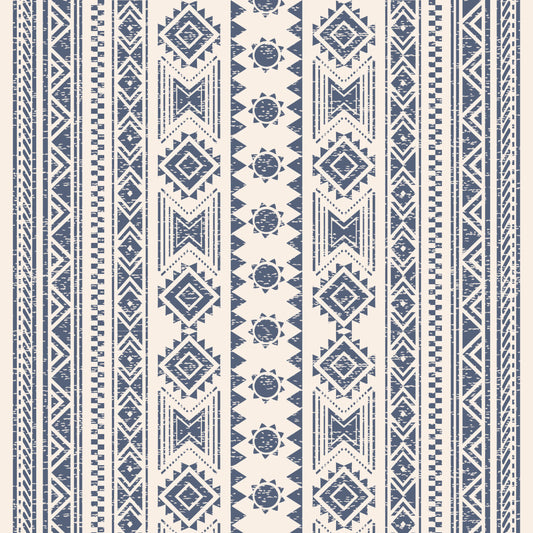 Navy blue western Ikat Removable Peel And Stick Wallpaper