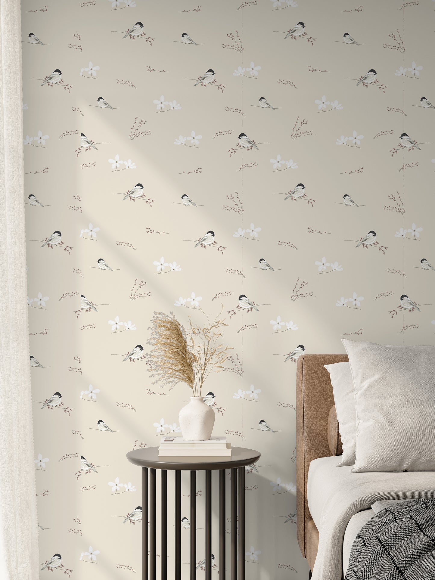 Little Chickadee removable peel and stick wallpaper