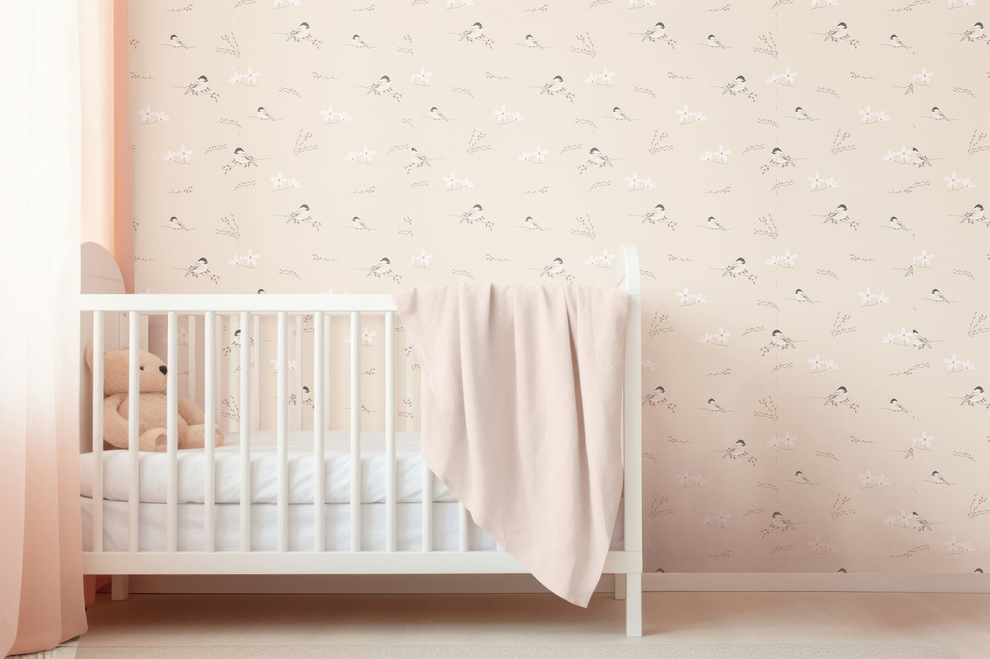 Little Chickadee removable peel and stick wallpaper