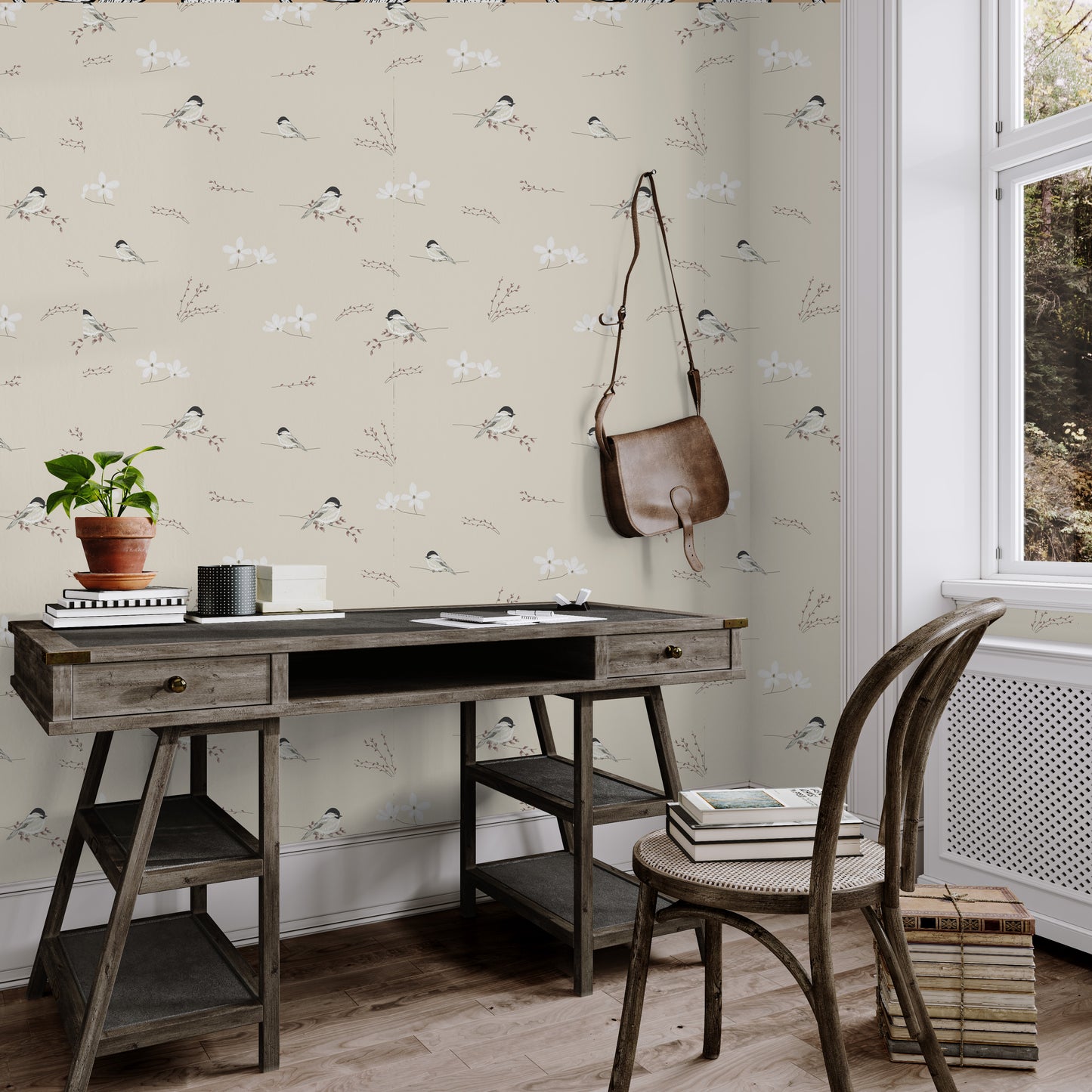 Little Chickadee removable peel and stick wallpaper