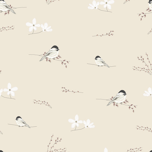 Little Chickadee removable peel and stick wallpaper