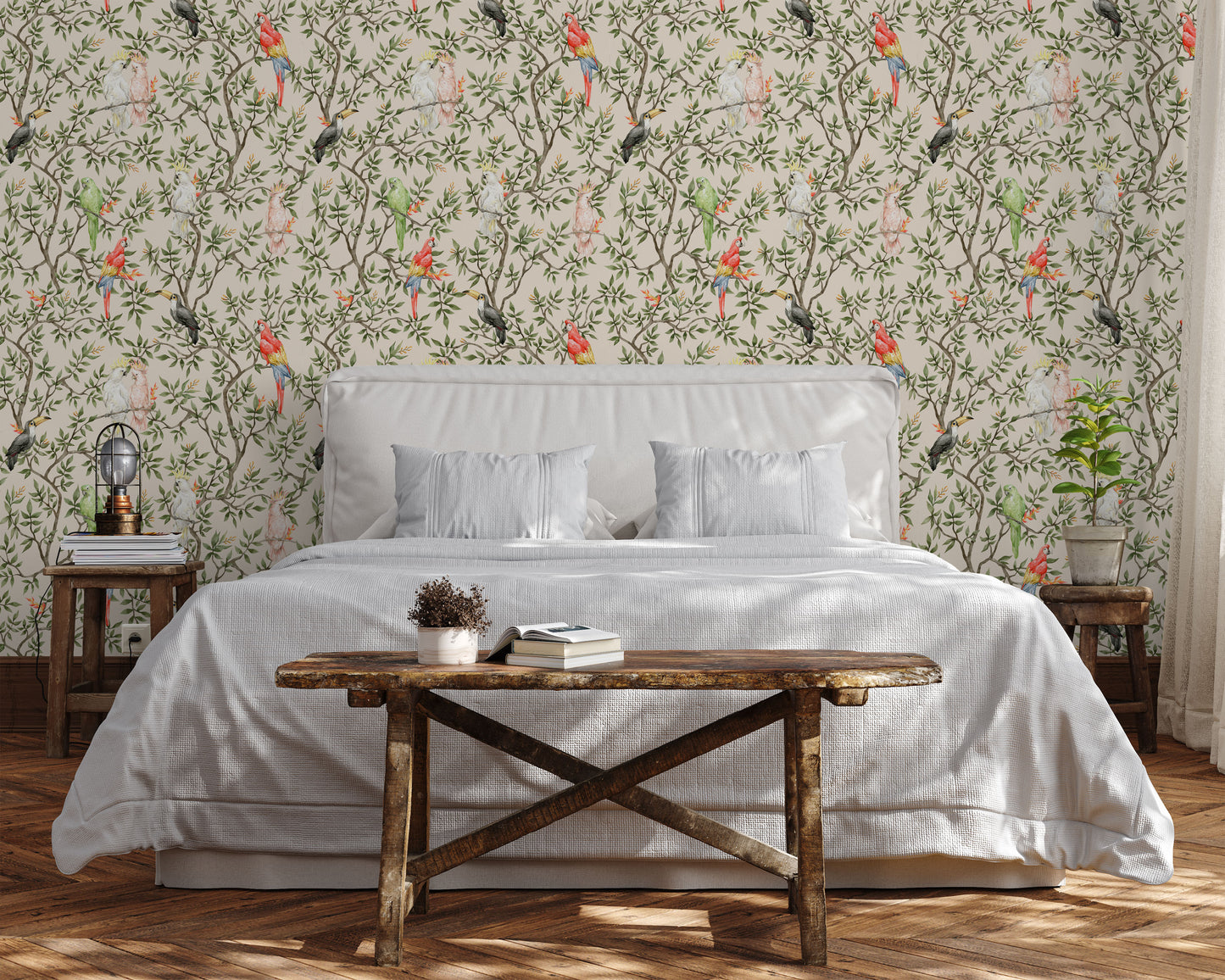 Tropical Bird removable peel and stick wallpaper