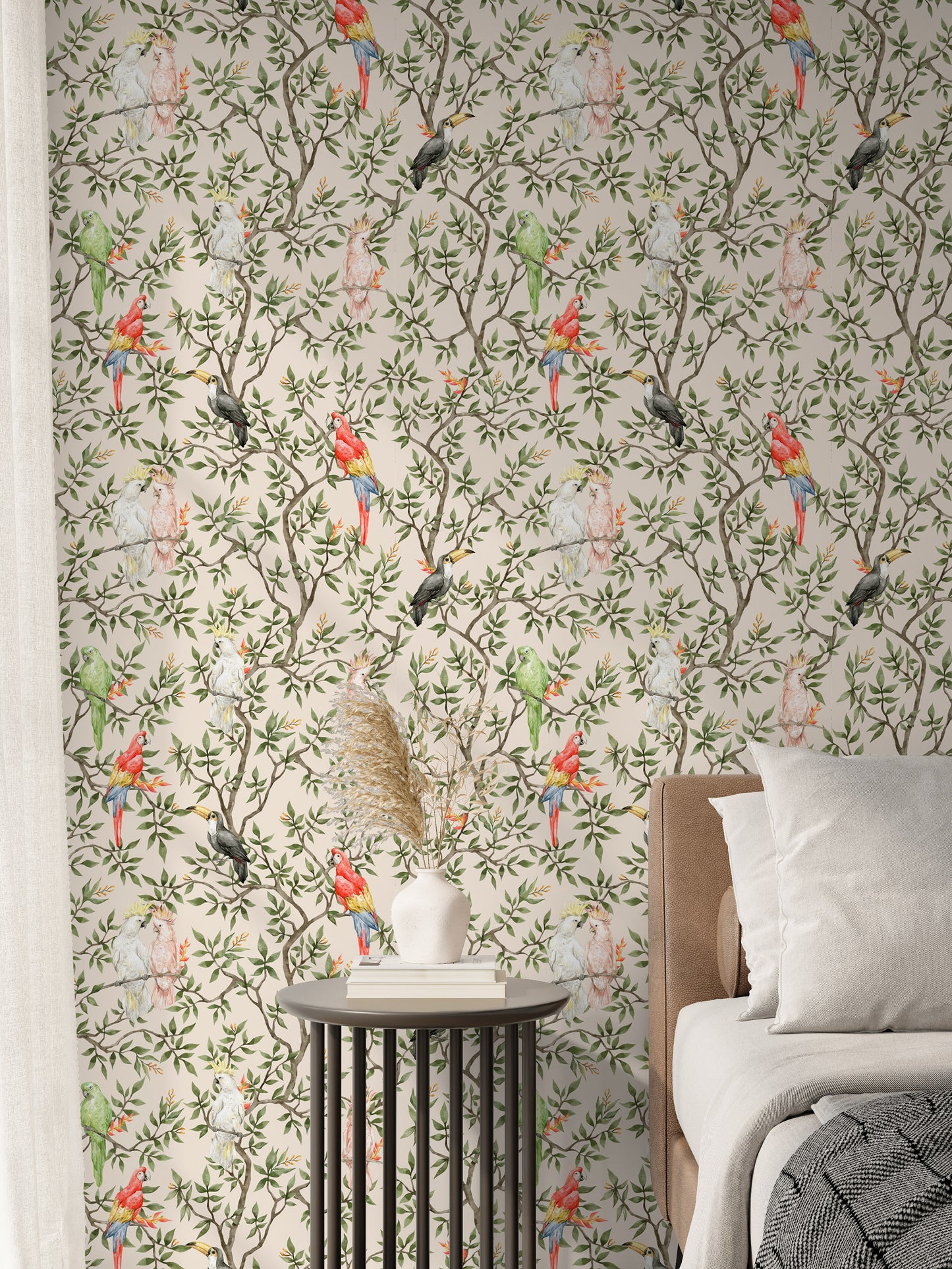 Tropical Bird removable peel and stick wallpaper