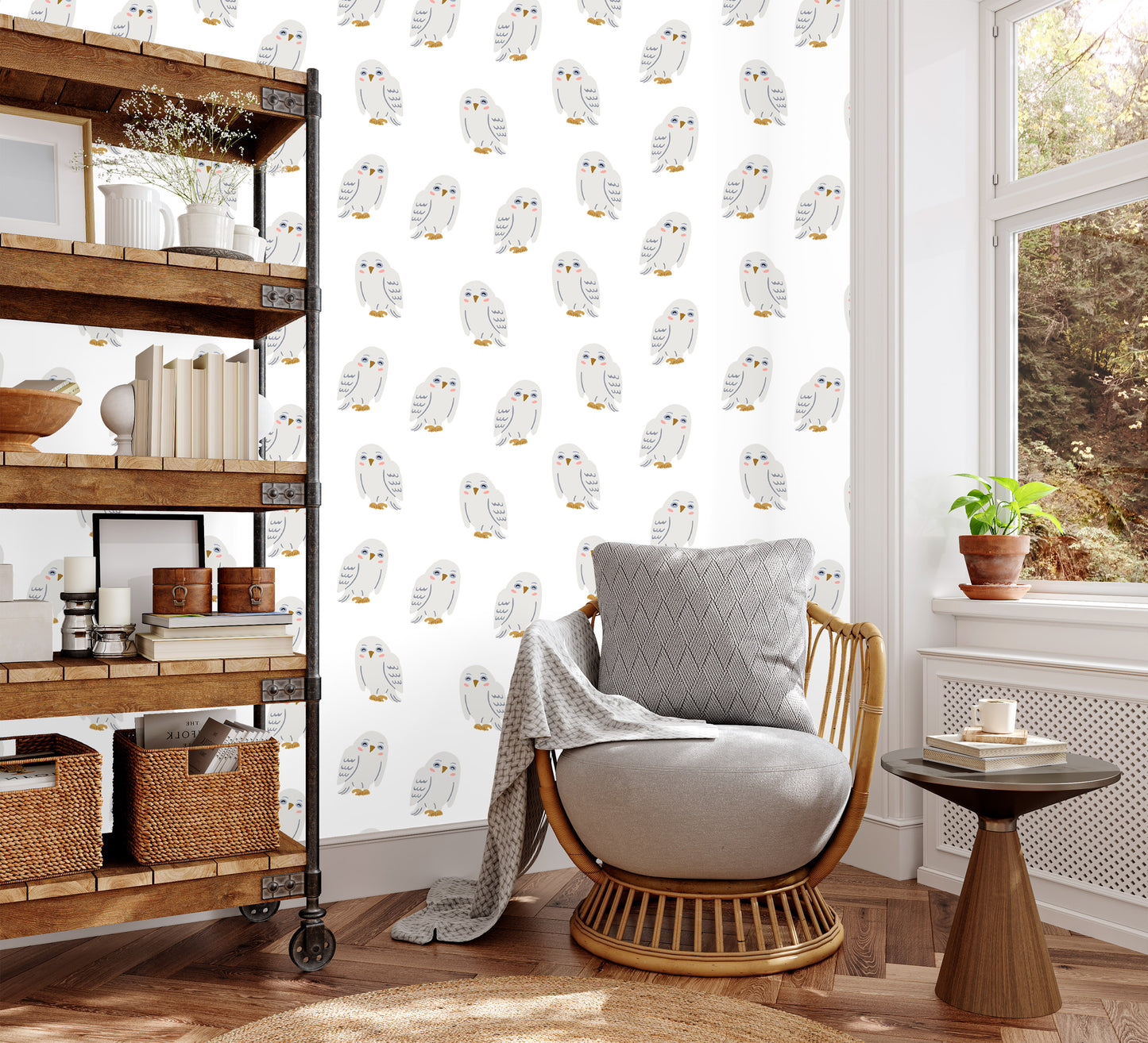 Hedwig Owl removable peel and stick wallpaper