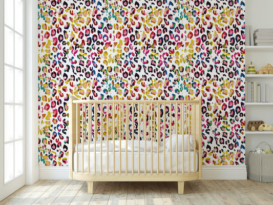 Painted colorful leopard print in child's nursery