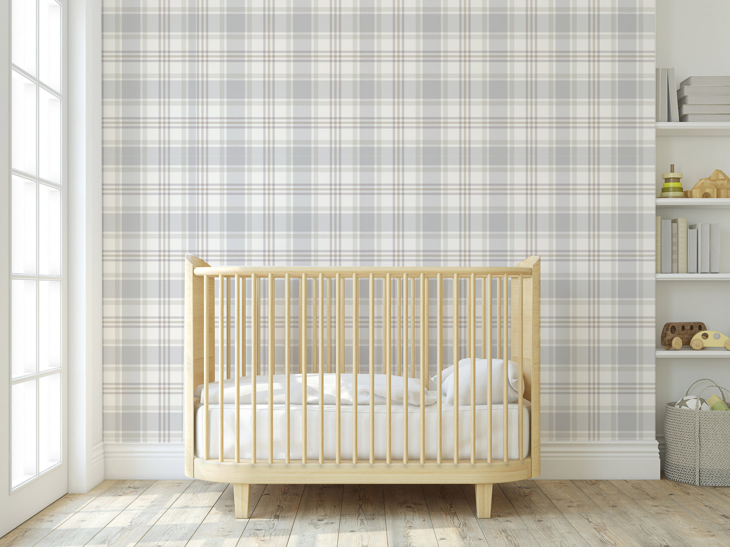 Gray Tartan plaid removable peel and stick wallpaper