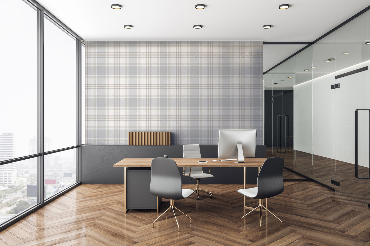 Gray Tartan plaid removable peel and stick wallpaper