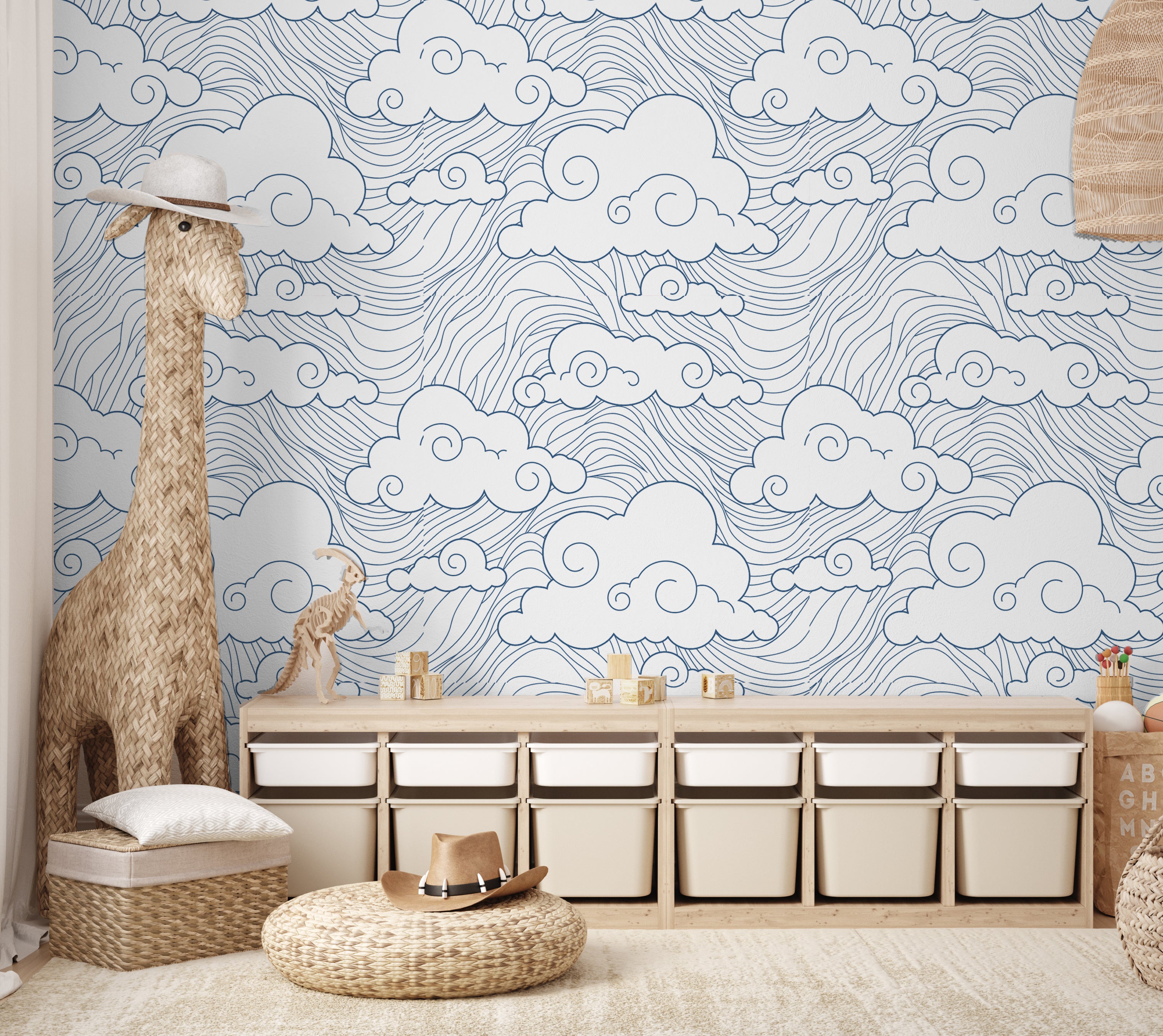 Peel  Stick Wallpaper 9ft x 2ft  Cloudy Sky Stormy Sky Clouds Gray White  Weather Custom Removable Wallpaper by Spoonflower  Walmartcom