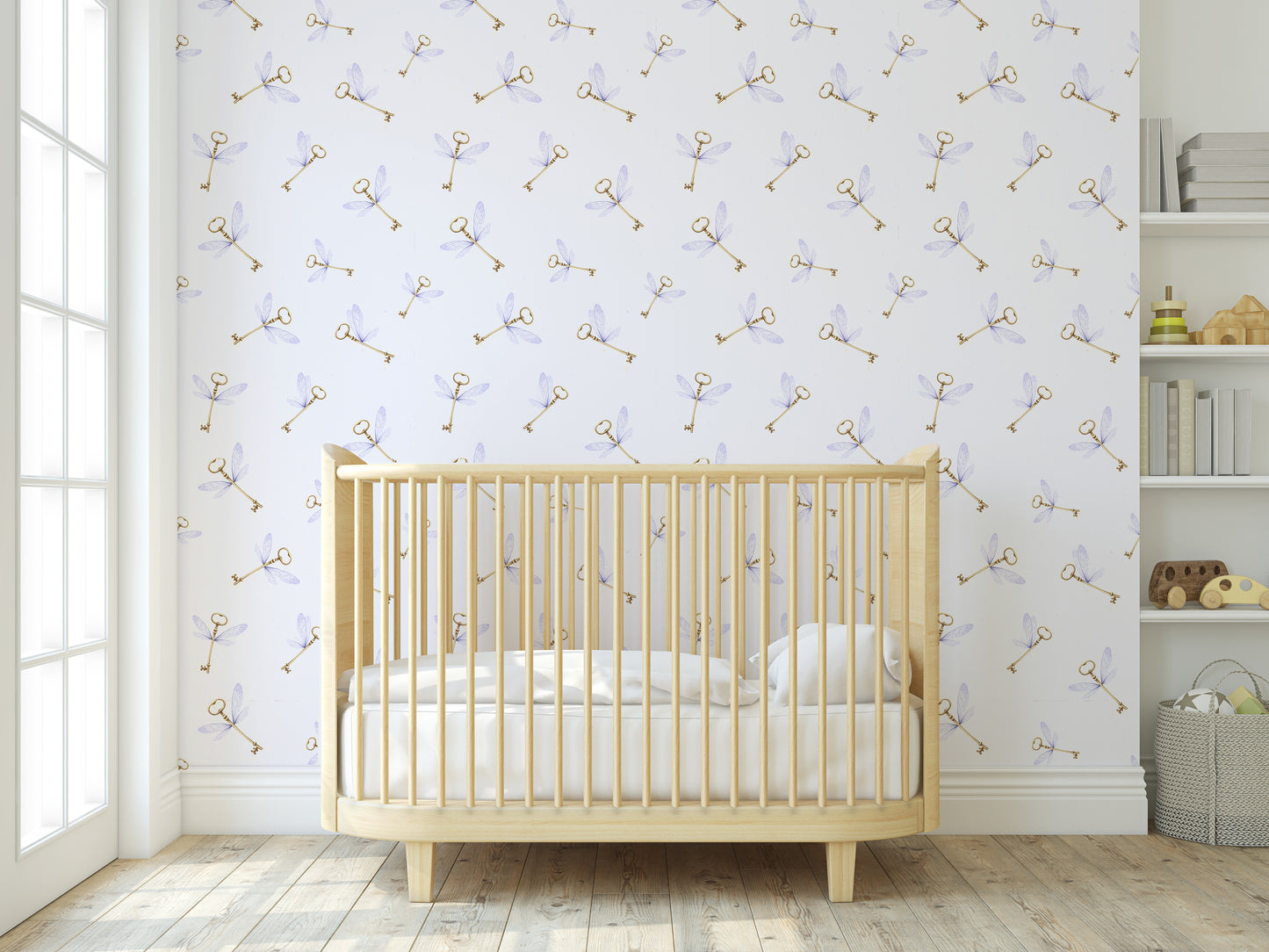 purple Harry potter inspired removable peel and stick wallpaper in girl nursery