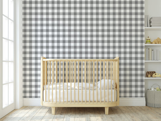 Gray Gingham Removable Peel And Stick Wallpaper
