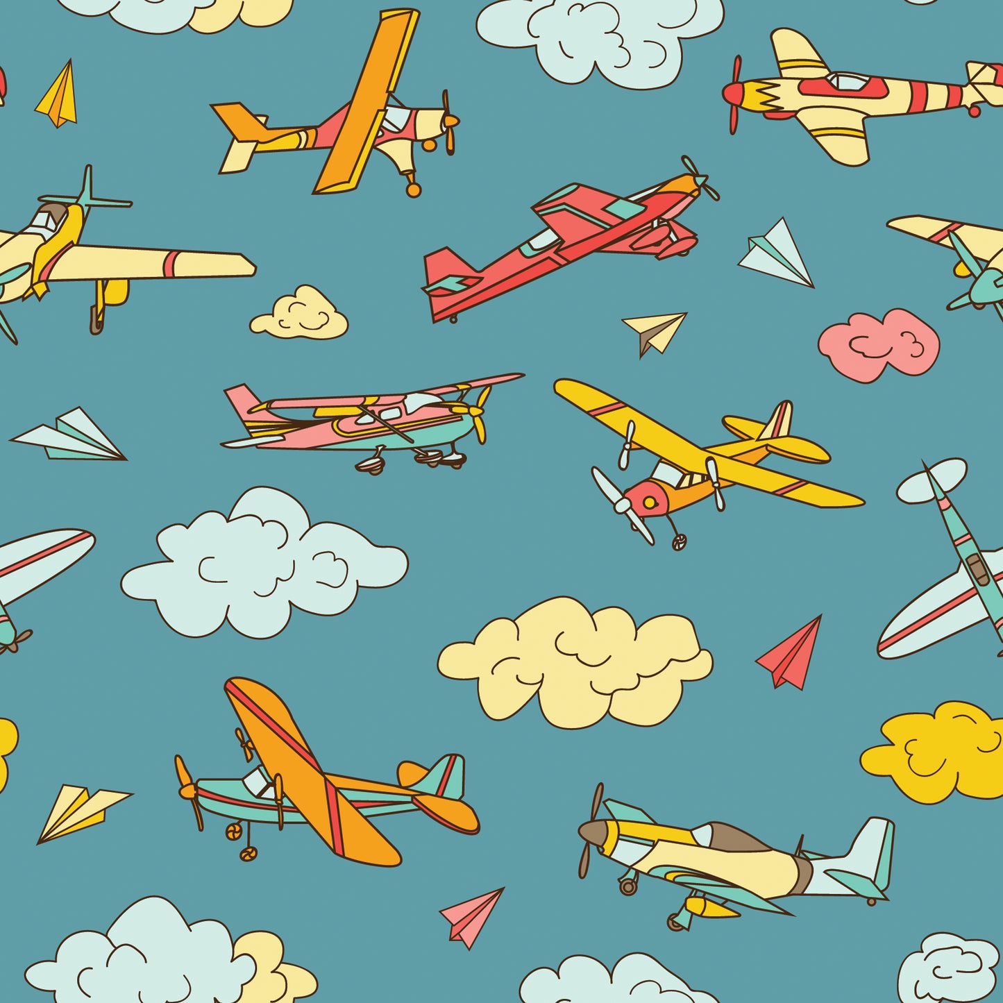 Colorful Airplane Removable Peel And Stick Wallpaper