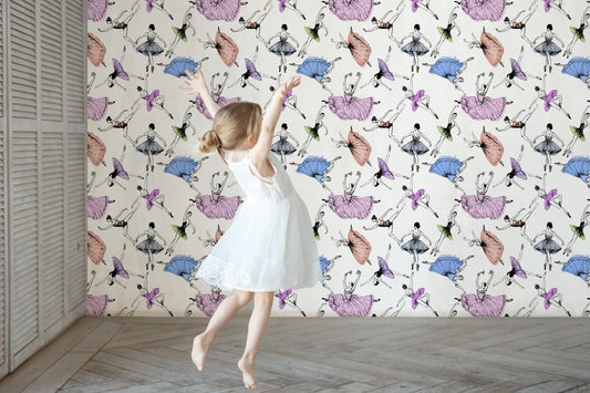 Twinkle Toes Ballerina Removable Peel And Stick Wallpaper