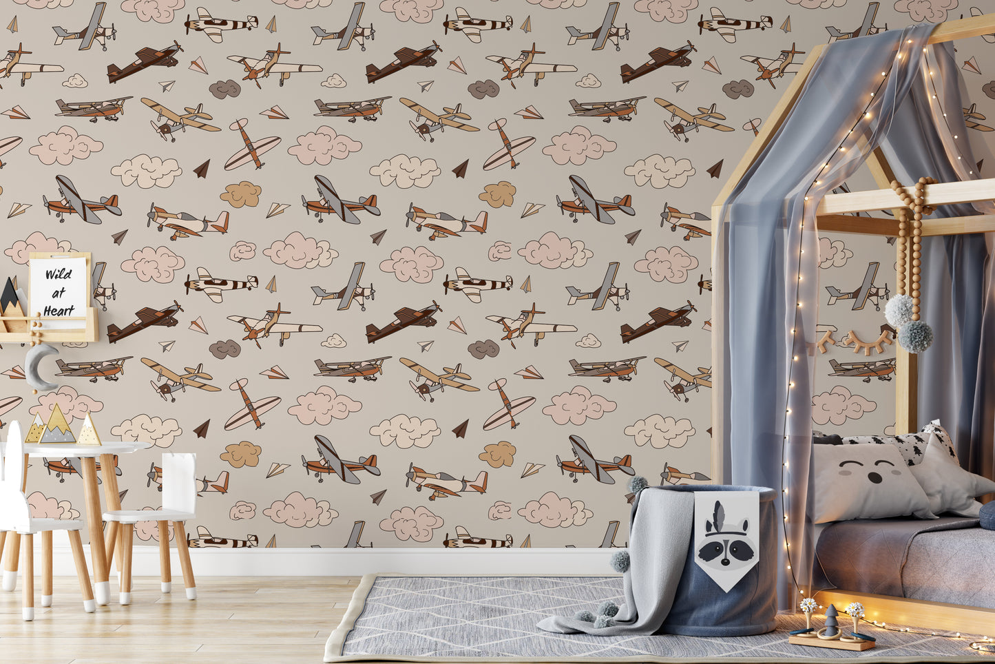 Neutral Airplane Removable Peel And Stick Wallpaper