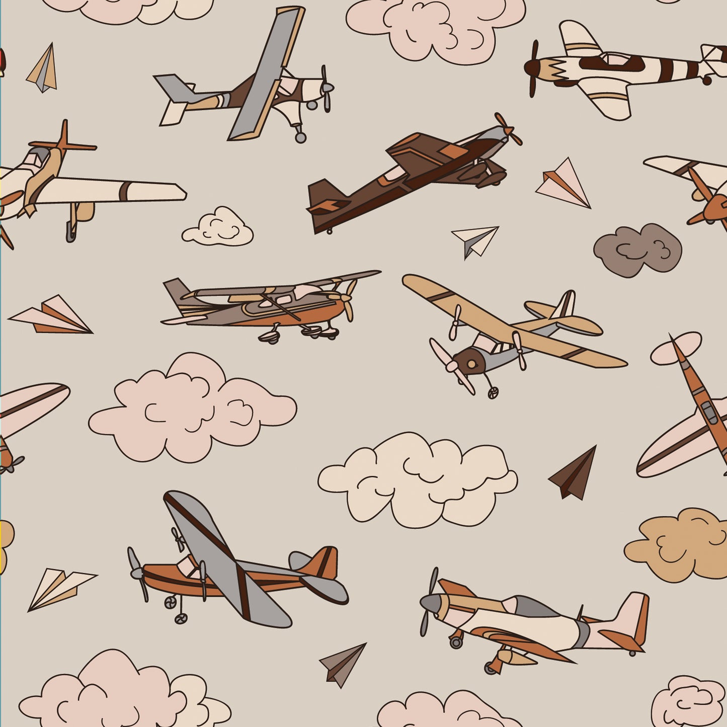 Neutral Airplane Removable Peel And Stick Wallpaper