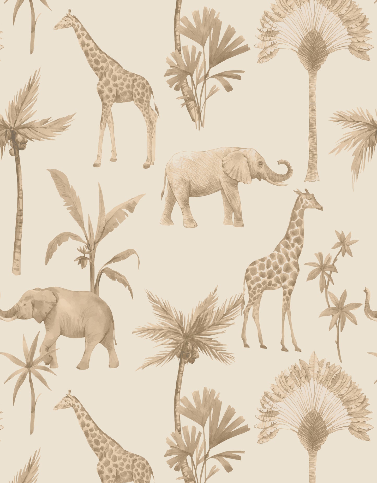 Jungle Safari Neutral Removable Peel And Stick Wallpaper