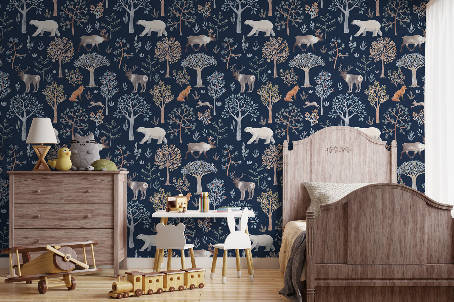 Woodland Bear Fox And Moose Removable Peel And Stick Wallpaper