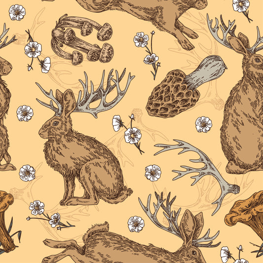 Jackalope And Mushroom Removable Peel And Stick Wallpaper