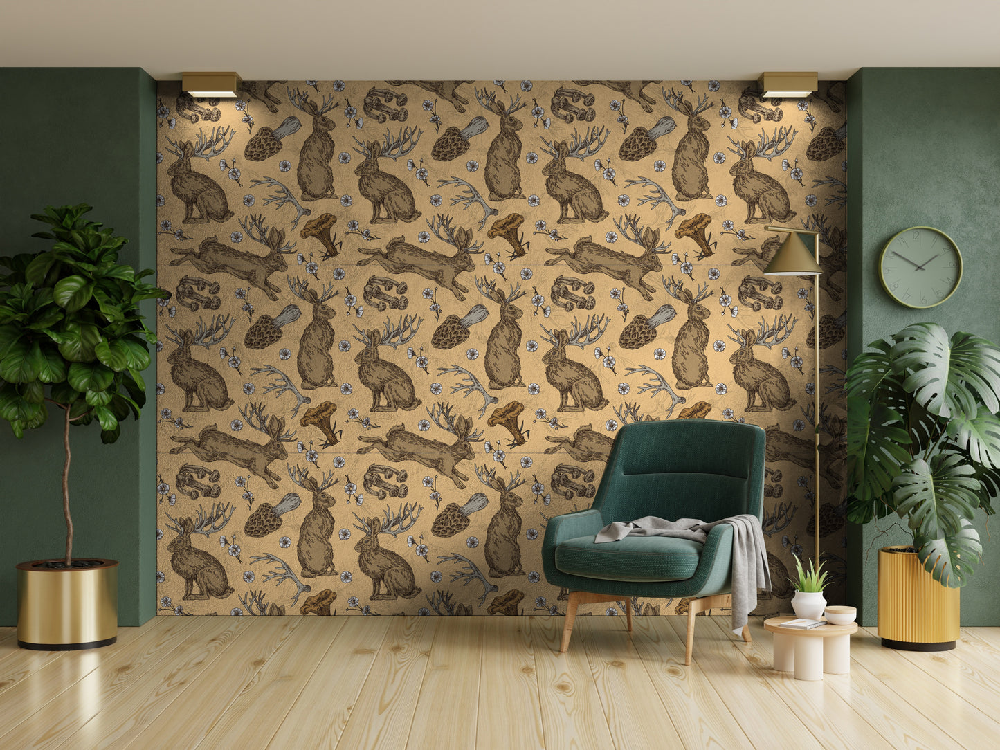 Jackalope And Mushroom Removable Peel And Stick Wallpaper