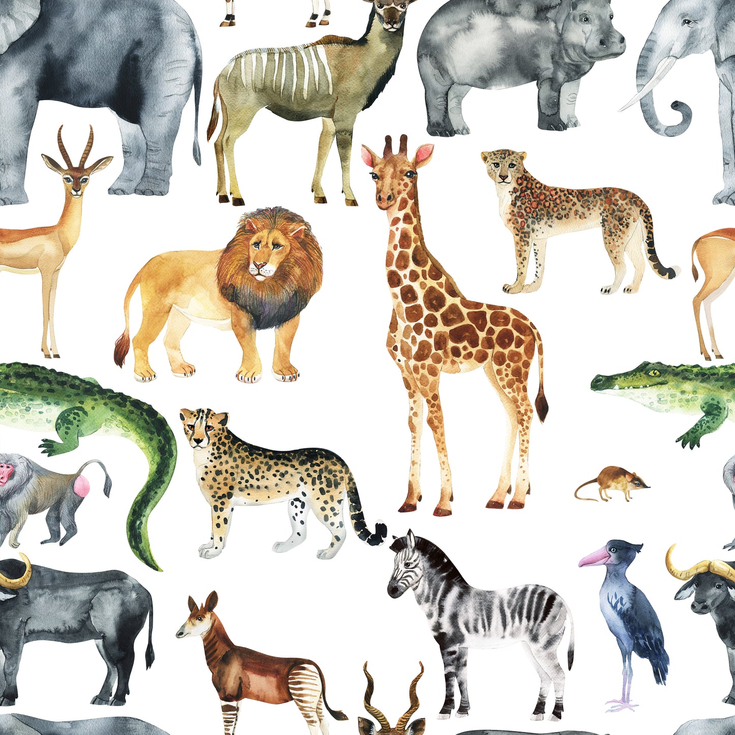 Watercolor Zoo Removable Peel And Stick Wallpaper