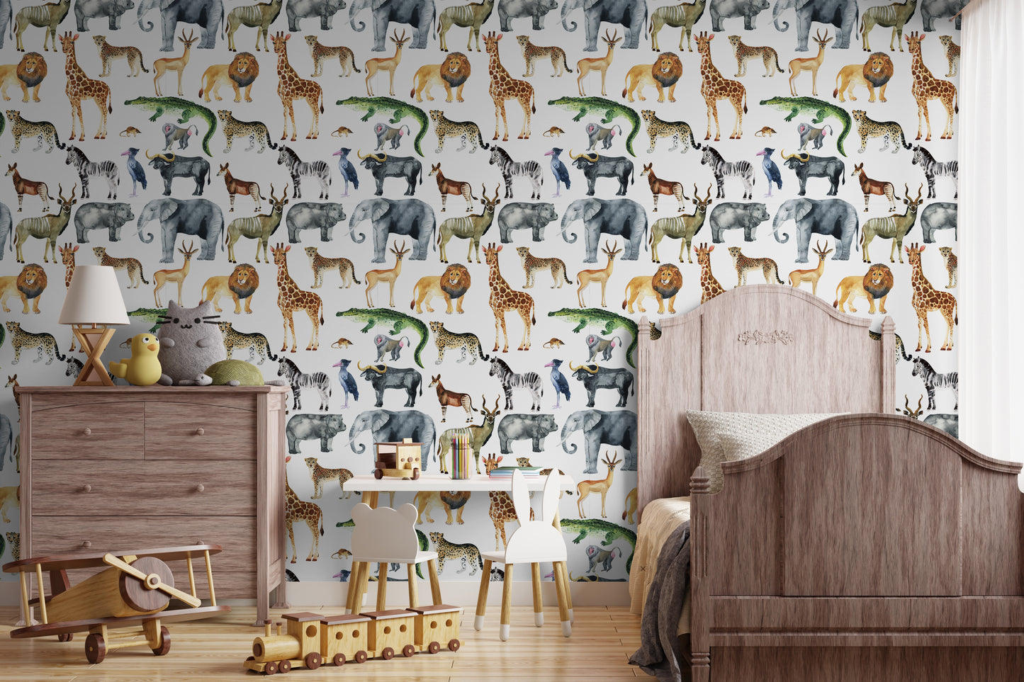 Watercolor Zoo Removable Peel And Stick Wallpaper
